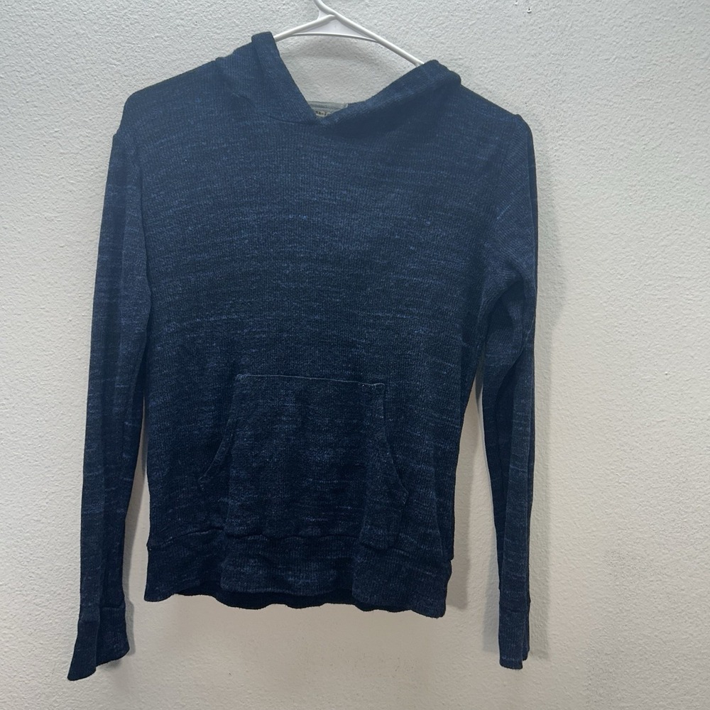 Monrow Classic Women's‎ Navy Blue Hoodie Sweatshirt Pullover Sz XS Ribbed Lounge